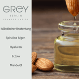 GREY Berlin Augencreme Inhaltsstoffe: isländischer Knotentang, Spirulina Algen, Hyaluron, Ectoin, Mandelöl